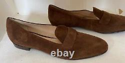 New Ralph Lauren PURPLE LABEL Brown Suede Leather Flat Shoes 37.5 B Italy
