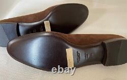 New Ralph Lauren PURPLE LABEL Brown Suede Leather Flat Shoes 37.5 B Italy