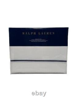 New Ralph Lauren Palmer Percale 464TC King Duvet Cover White & Polo Navy 1PC
