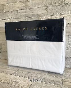 New Ralph Lauren Palmer Percale Full/Queen Duvet Cover Solid Tuxedo White Cotton