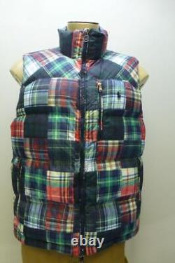 New Ralph Lauren Polo Down Puffer Madras patchwork Stadium Bear Vest mens Large