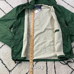 New Ralph Lauren Polo Jacket Mens Medium Green Nylon Hooded Script Logo $295