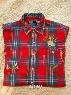 New Ralph Lauren Polo Plaid Embroidered Aztec Sportsman Western Polo Jean 2XL