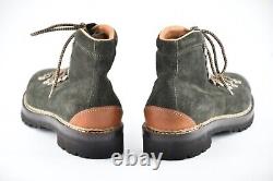 New Ralph Lauren Purple Label 11d Fidel Green Suede Norvegese Boots Italy