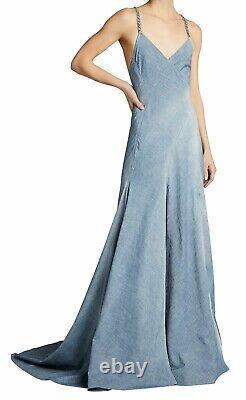 New Ralph Lauren Purple Label Collection Fernanda Denim Long Maxi Gown Dress 6