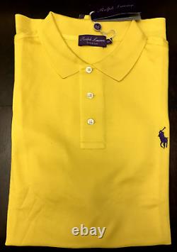 New Ralph Lauren Purple Label Made In Italy Cotton Polo Shirt Yellow XXL $350