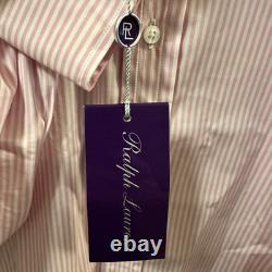 New Ralph Lauren Purple Label Pink and White Stripes Shirt Size XL With Tags