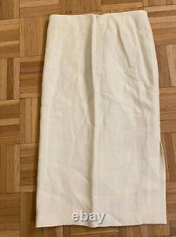 New Ralph Lauren Purple Label Womens White 100% Linen Pencil Skirt USA Made Sz 2