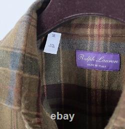 New Ralph Lauren Purple Label sz XL shirt plaid leather suede elbow patches