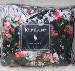 New Ralph Lauren Rare Vintage Isadora Black Floral Twin Comforter