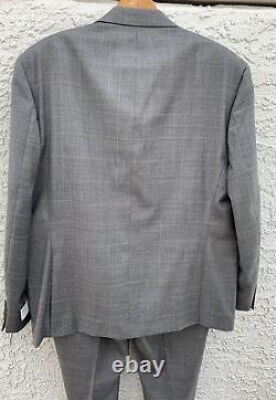 New Ralph Lauren Suit Gray Wool WindowPane Purple 46R Pants 40 $699 Flat Front