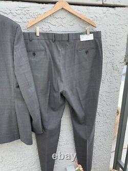 New Ralph Lauren Suit Gray Wool WindowPane Purple 46R Pants 40 $699 Flat Front