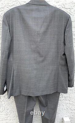 New Ralph Lauren Suit Gray Wool WindowPane Purple 46R Pants 40 $699 Flat Front