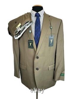 New Ralph Lauren Ultra Flex Mens 44R Tan Wool 2 Piece Suit With 36x30 Pants