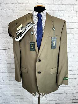 New Ralph Lauren Ultra Flex Mens 44R Tan Wool 2 Piece Suit With 36x30 Pants