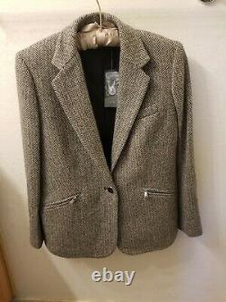 New Ralph Lauren Women's Gray\Mu Herringbone Italian Wool Blend Blazer sz10p