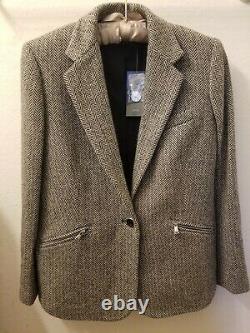 New Ralph Lauren Women's Gray\Mu Herringbone Italian Wool Blend Blazer sz10p