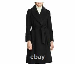 New Ralph Lauren Women's Wool Cashmere Blend Wrap Coat Size 12 Black $680 S1201