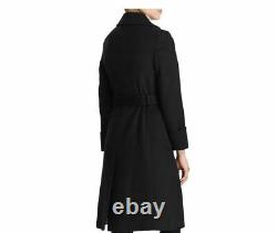 New Ralph Lauren Women's Wool Cashmere Blend Wrap Coat Size 12 Black $680 S1201
