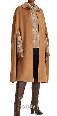 New Womens Lauren Ralph Lauren Wool Blend Calf-Skirting Length Cape Coat XS