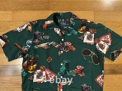 New XS Polo Ralph Lauren Green Casino Poker S/S Viscose Camp Button Shirt Men