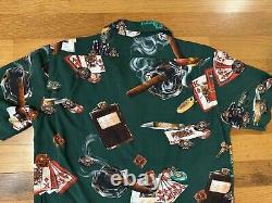 New XS Polo Ralph Lauren Green Casino Poker S/S Viscose Camp Button Shirt Men