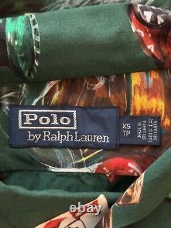 New XS Polo Ralph Lauren Green Casino Poker S/S Viscose Camp Button Shirt Men