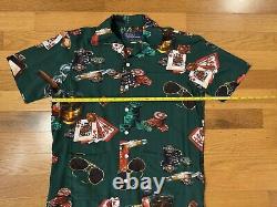 New XS Polo Ralph Lauren Green Casino Poker S/S Viscose Camp Button Shirt Men