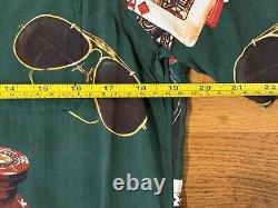 New XS Polo Ralph Lauren Green Casino Poker S/S Viscose Camp Button Shirt Men