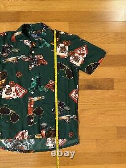 New XS Polo Ralph Lauren Green Casino Poker S/S Viscose Camp Button Shirt Men