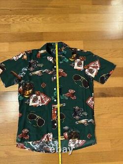 New XS Polo Ralph Lauren Green Casino Poker S/S Viscose Camp Button Shirt Men