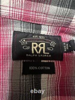 New and Rare RRL Ralph Lauren Plaid Print Long Sleeve Vintage Western Mens Shirt
