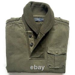 New witho Tag. Polo Ralph Lauren Shawl Collar Sweater Sweatshirt Military Style M