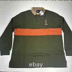 Nwt Ralph Lauren Polo Bear Classic Fit Rugby Shirt Corduroy Collar Stripe