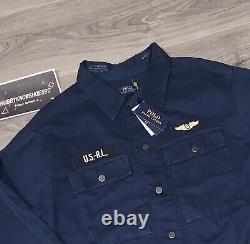 POLO RALPH LAUREN Big & Tall Navy Military Air Force Herringbone Shirt Jacket