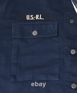 POLO RALPH LAUREN Big & Tall Navy Military Air Force Herringbone Shirt Jacket