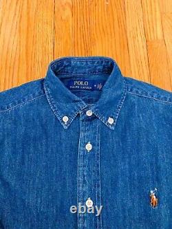 POLO RALPH LAUREN Denim Button Down Shirt Size M Orig. $168 NEW