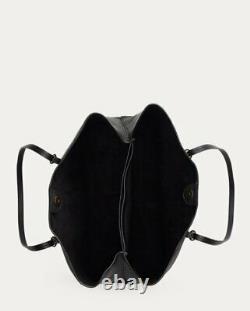 POLO RALPH LAUREN Large LENNOX Pebbled Leather TOTE Shoulder BAG Black $398 NWT
