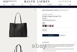 POLO RALPH LAUREN Large LENNOX Pebbled Leather TOTE Shoulder BAG Black $398 NWT