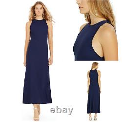 POLO RALPH LAUREN M Navy Blue Jersey Button Shoulder Maxi Tank Dress NWT