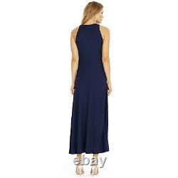 POLO RALPH LAUREN M Navy Blue Jersey Button Shoulder Maxi Tank Dress NWT