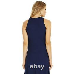 POLO RALPH LAUREN M Navy Blue Jersey Button Shoulder Maxi Tank Dress NWT