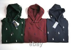 POLO RALPH LAUREN Men's Allover Pony Embroidered Double Knit Hoodie NEW NWT