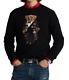 Polo Ralph Lauren Men's Big & Tall Black Polo Duffel Bear Wool Sweater New Nwt