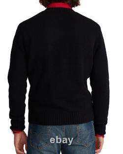 POLO RALPH LAUREN Men's Big & Tall Black Polo Duffel Bear Wool Sweater NEW NWT
