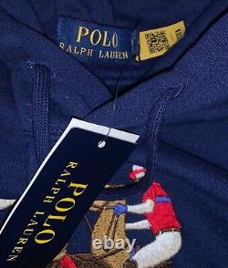 POLO RALPH LAUREN Men's Big & Tall Navy Blue Triple Pony Fleece Pullover Hoodie
