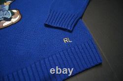 POLO RALPH LAUREN Men's Blue Polo Varsity Tiger Cotton Pullover Sweater NEW NWT