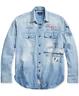 Polo Ralph Lauren Men's Blue Stenciled Ocean Rescue Chambray Shirt Nwt $188