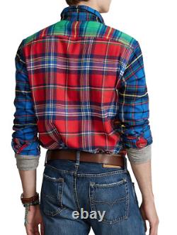 POLO RALPH LAUREN Men's Classic Fit Red Multi Plaid Twill Flannel Fun Shirt NWT