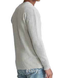POLO RALPH LAUREN Men's Grey Letterman RL Cotton Pullover Sweater NEW NWT